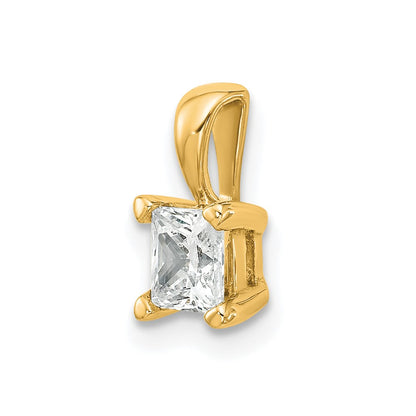 14K Yellow Gold 1/2 Carat Certified Lab Grown Diamond Vs+ F+ Princess Complete Four Prong Pendant
