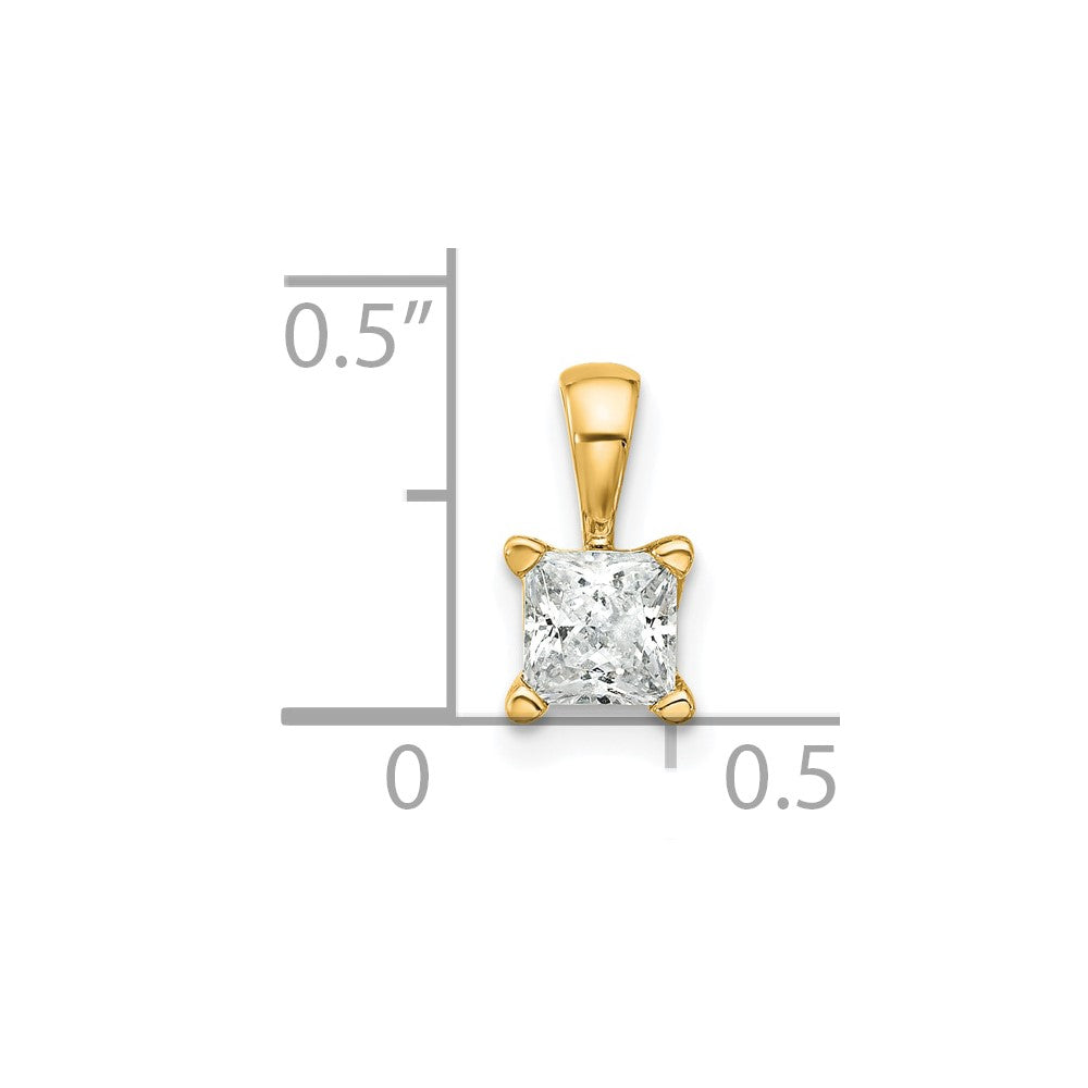 14k Yellow Gold 1/2 Ct. Certified Lab Grown Diamond VS/SI+ G+ Princess Complete Four Prong Pendant