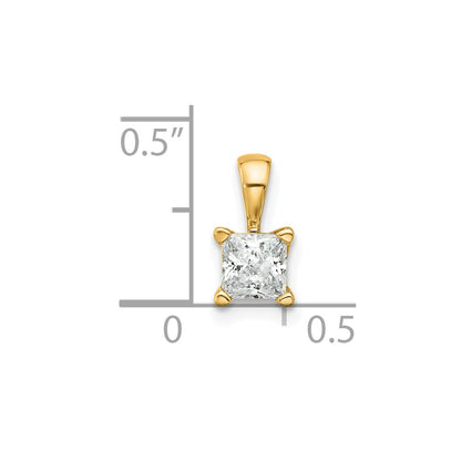 14k Yellow Gold 1/2 Ct. Certified Lab Grown Diamond VS/SI+ G+ Princess Complete Four Prong Pendant