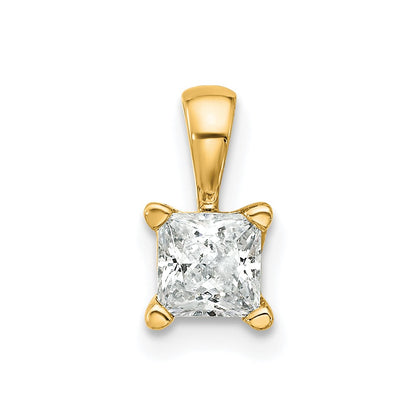14K Yellow Gold 1/2 Carat Certified Lab Grown Diamond Vs+ F+ Princess Complete Four Prong Pendant