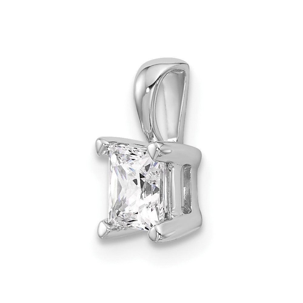 14k White Gold 3/4 Ct. Lab Grown Diamond VS/SI+ G+ Princess Complete Four Prong Pendant