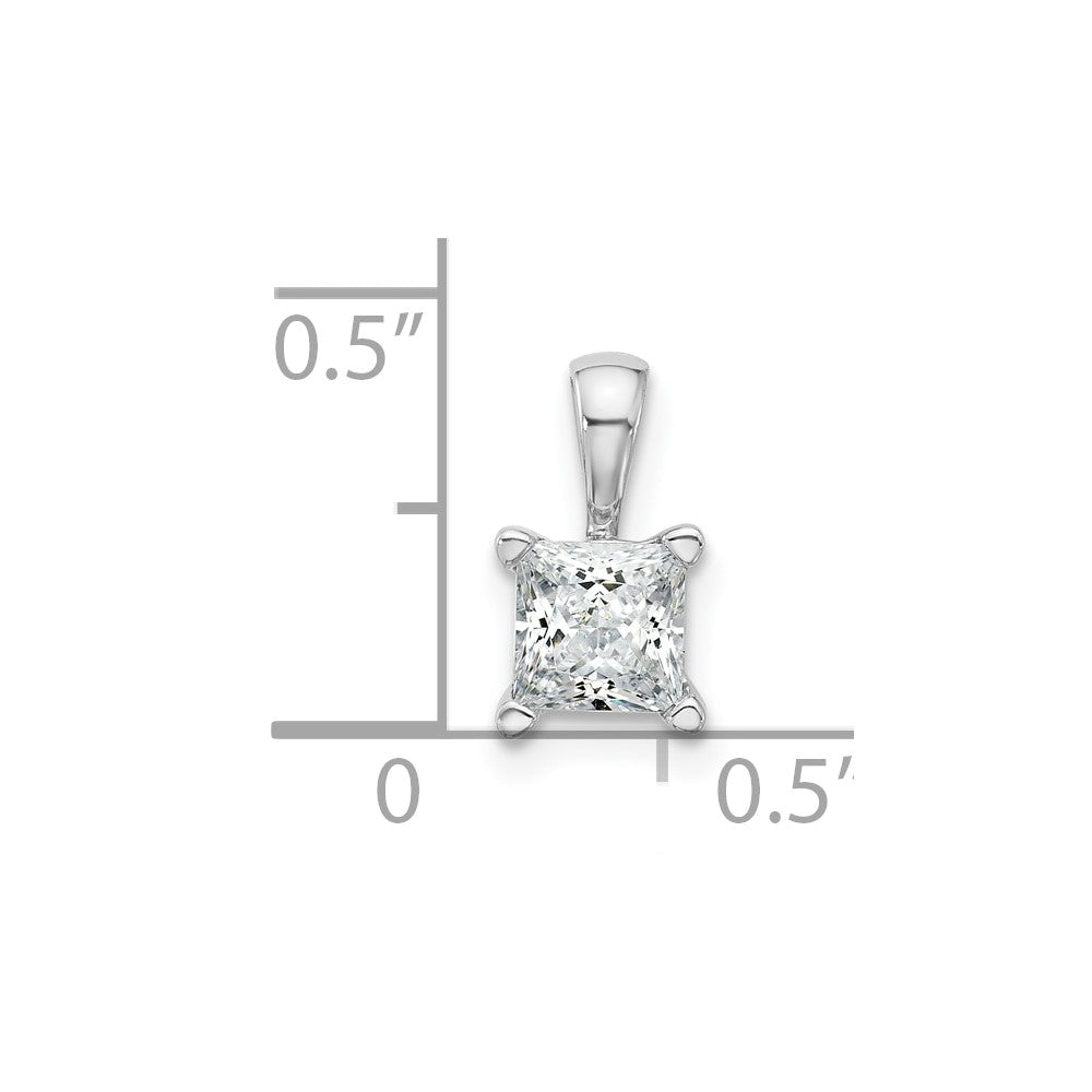 14k White Gold 3/4 Ct. Certified Lab Grown Diamond VS/SI+ G+ Princess Complete Four Prong Pendant