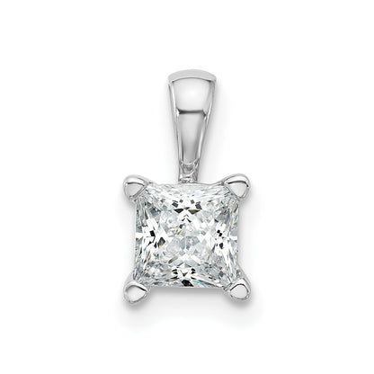 14k White Gold 3/4 Ct. Lab Grown Diamond VS/SI+ G+ Princess Complete Four Prong Pendant