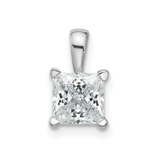 14k White Gold 1 Ct. Certified Lab Grown Diamond VS/SI+ G+ Princess Four Prong Pendant