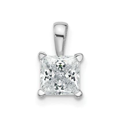 14k White Gold 1 Ct. Lab Grown Diamond VS/SI+ G+ Princess Four Prong Pendant