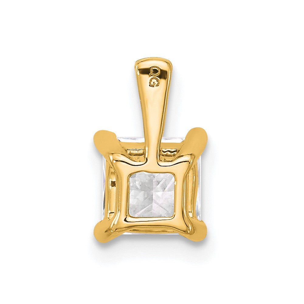 14K Yellow Gold 1 Carat Certified Lab Grown Diamond Vs+ F+ Princess Complete Four Prong Pendant