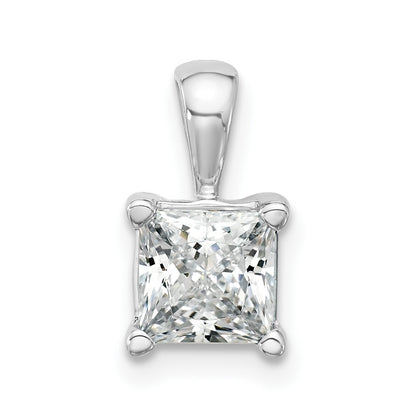 14K White Gold 1 1/2 Carat Certified Lab Grown Diamond Vs+ F+ Princess Complete Four Prong Pendant