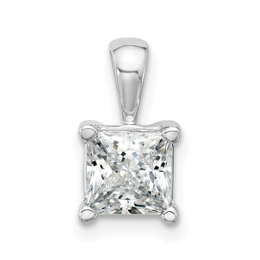 14k White Gold 1 1/2 Ct. Certified Lab Grown Diamond VS/SI+ G+ Princess Four Prong Pendant