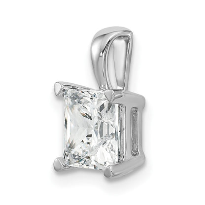14k White Gold 2 Ct. Certified Lab Grown Diamond VS/SI+ G+ Princess Complete Four Prong Pendant