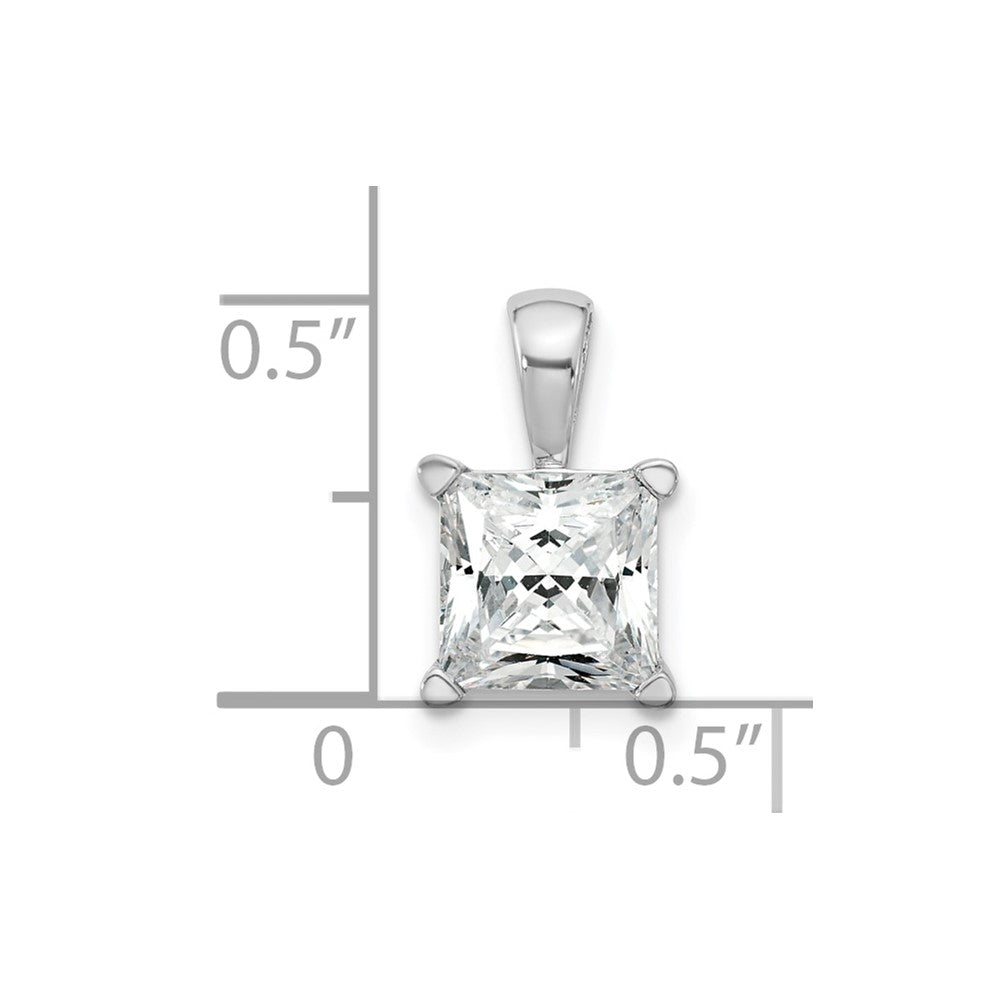 14k White Gold 2 Ct. Lab Grown Diamond VS/SI+ G+ Princess Four Prong Pendant