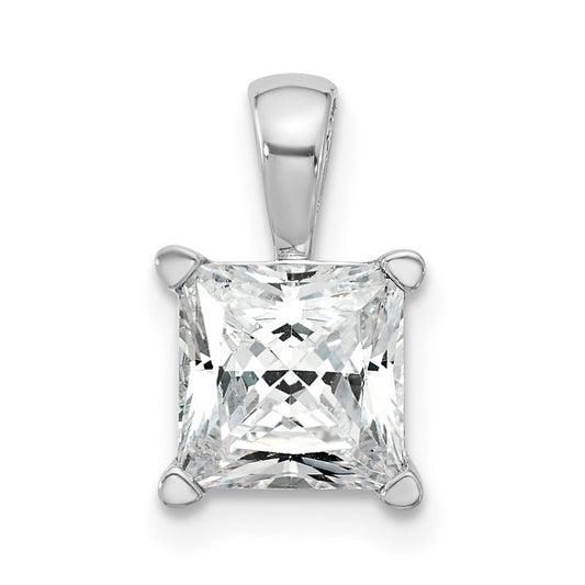 14k White Gold 2 Ct. Certified Lab Grown Diamond VS/SI+ G+ Princess Complete Four Prong Pendant
