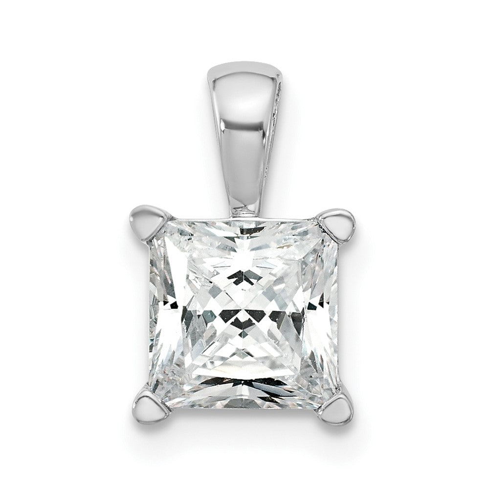 14k White Gold 2 Ct. Lab Grown Diamond VS/SI+ G+ Princess Four Prong Pendant