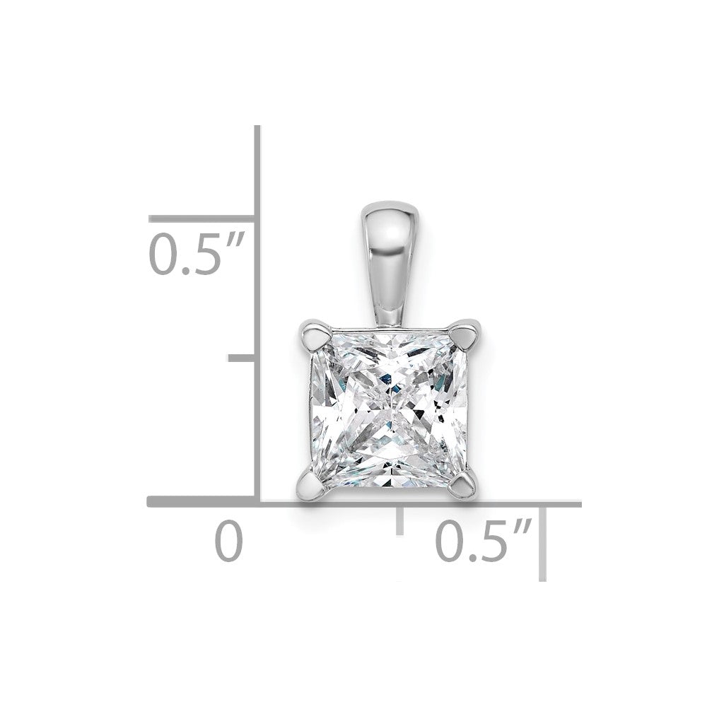 14k White Gold 2 1/2 Ct. Lab Grown Diamond VS/SI+ G+ Princess Four Prong Pendant