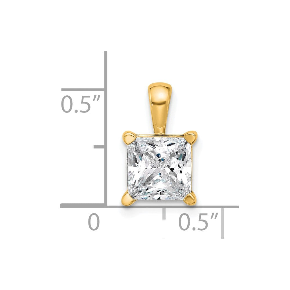 14k Yellow Gold 2 1/2 Ct. Lab Grown Diamond VS/SI+ G+ Princess Complete Four Prong Pendant