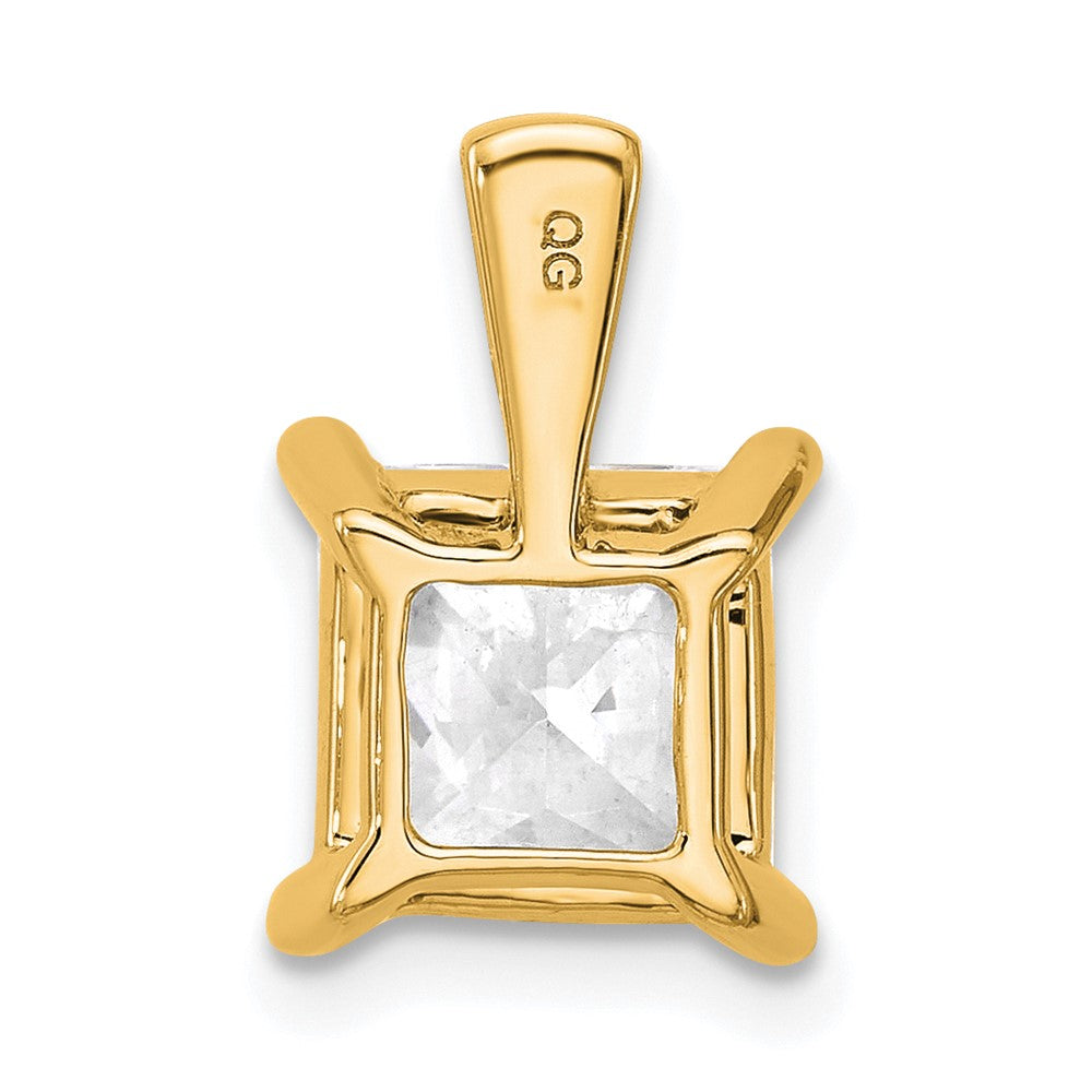 14K Yellow Gold 3 Carat Lab Grown Diamond Vs+ F+ Princess Complete Four Prong Pendant