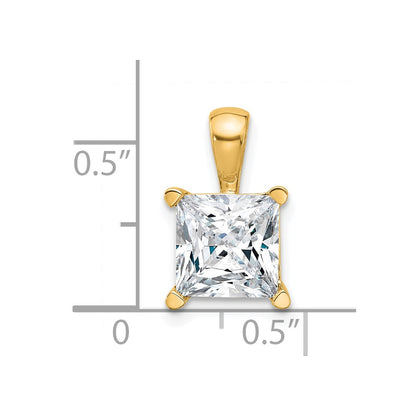 14K Yellow Gold 3 Carat Lab Grown Diamond Vs+ F+ Princess Complete Four Prong Pendant