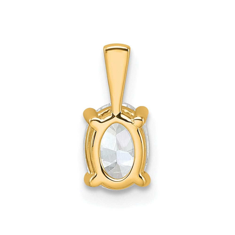 14K Yellow Gold 3/4 Carat Certified Lab Grown Diamond Vs+ F+ Oval Complete Four Prong Pendant