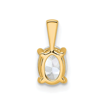 14K Yellow Gold 3/4 Carat Certified Lab Grown Diamond Vs+ F+ Oval Complete Four Prong Pendant