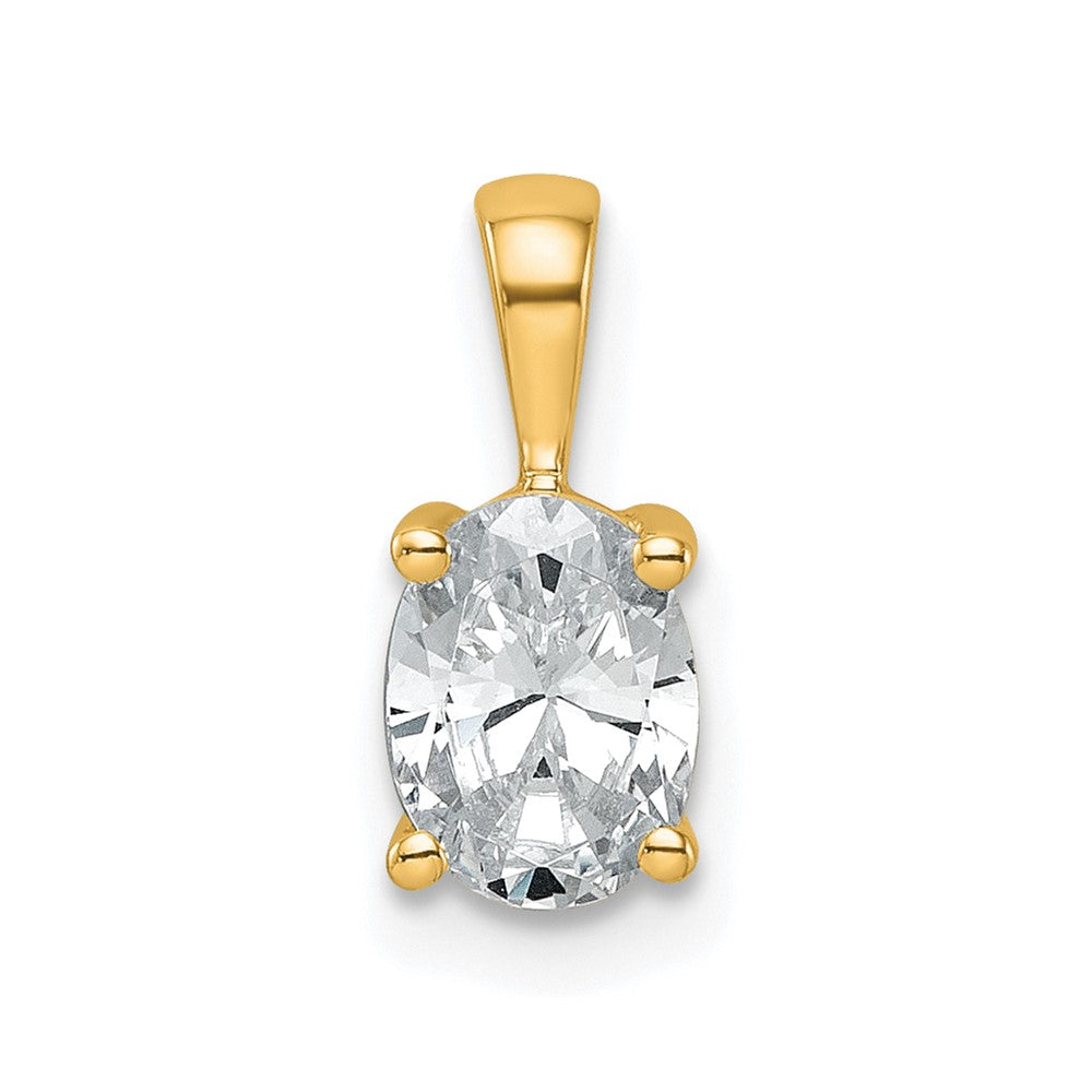 14K Yellow Gold 3/4 Carat Certified Lab Grown Diamond Vs+ F+ Oval Complete Four Prong Pendant