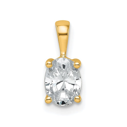 14K Yellow Gold 3/4 Carat Certified Lab Grown Diamond Vs+ F+ Oval Complete Four Prong Pendant