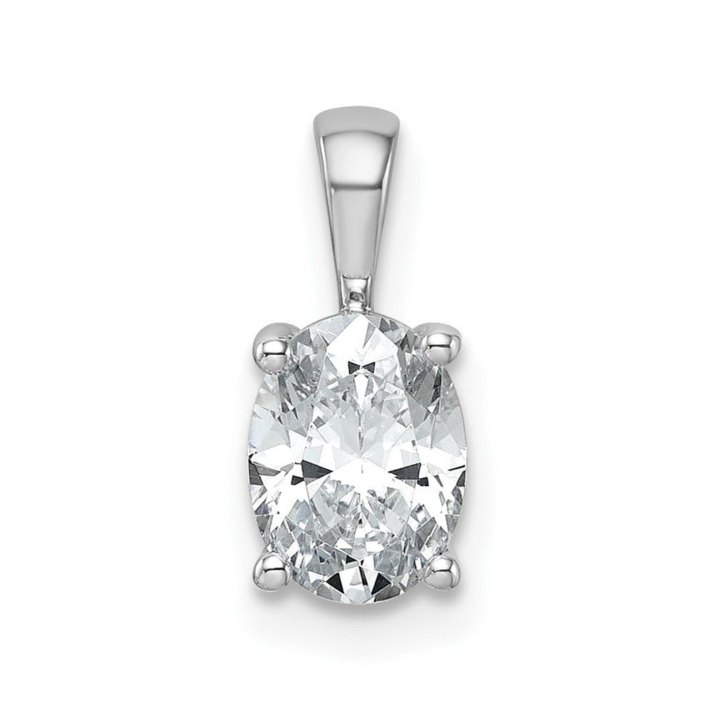 14k White Gold 1 Ct. Lab Grown Diamond VS/SI+ G+ Oval Four Prong Pendant