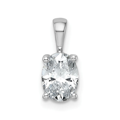14k White Gold 1 Ct. Lab Grown Diamond VS/SI+ G+ Oval Four Prong Pendant