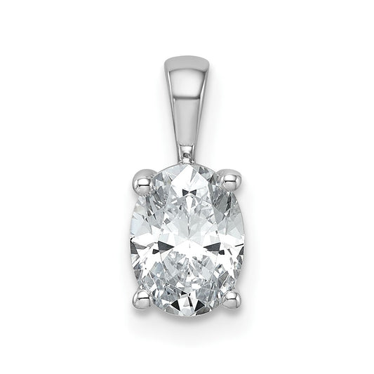 14k White Gold 1 Ct. Lab Grown Diamond VS/SI+ G+ Oval Four Prong Pendant