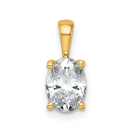 14k Yellow Gold 1 Ct. Lab Grown Diamond VS/SI+ G+ Oval Complete Four Prong Pendant