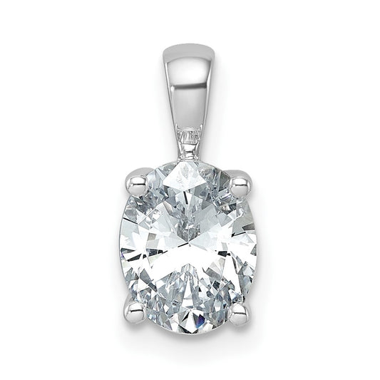 14k White Gold 1 1/2 Ct. Certified Lab Grown Diamond VS/SI+ G+ Oval Four Prong Pendant