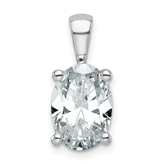 14k White Gold 3 Ct. Certified Lab Grown Diamond VS/SI+ G+ Oval Complete Four Prong Pendant