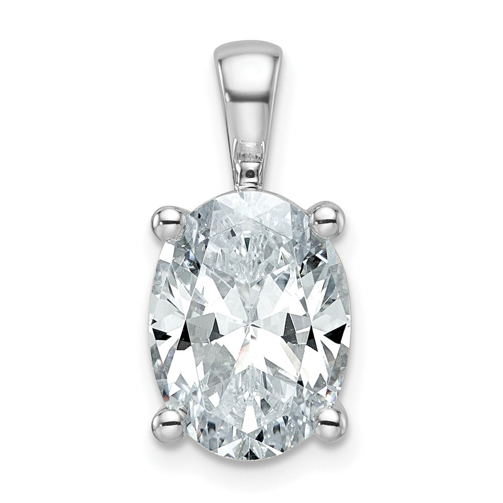 14K White Gold 4 Carat Certified Lab Grown Diamond Vs+ F+ Oval Complete Four Prong Pendant