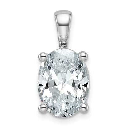 14K White Gold 4 Carat Certified Lab Grown Diamond Vs+ F+ Oval Complete Four Prong Pendant