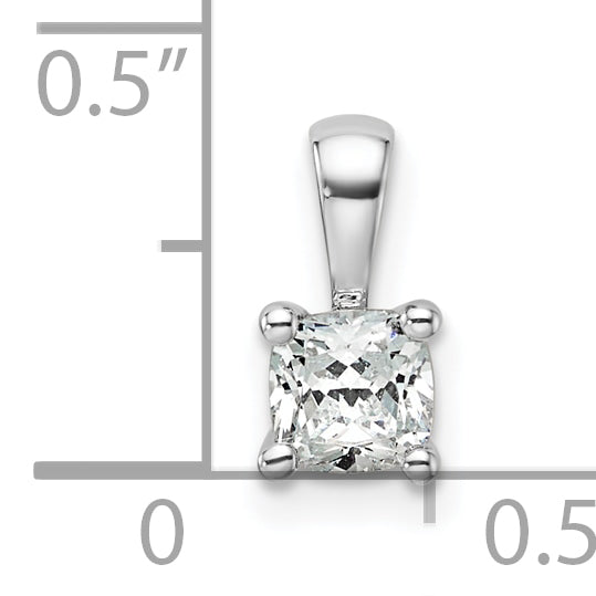 14k White Gold 1/2 Ct. Lab Grown Diamond VS/SI+ G+ Cushion Four Prong Pendant