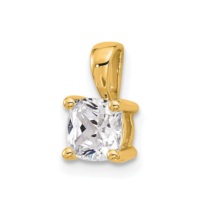 14K Yellow Gold 3/4 Carat Certified Lab Grown Diamond Vs+ F+ Cushion Complete Four Prong Pendant