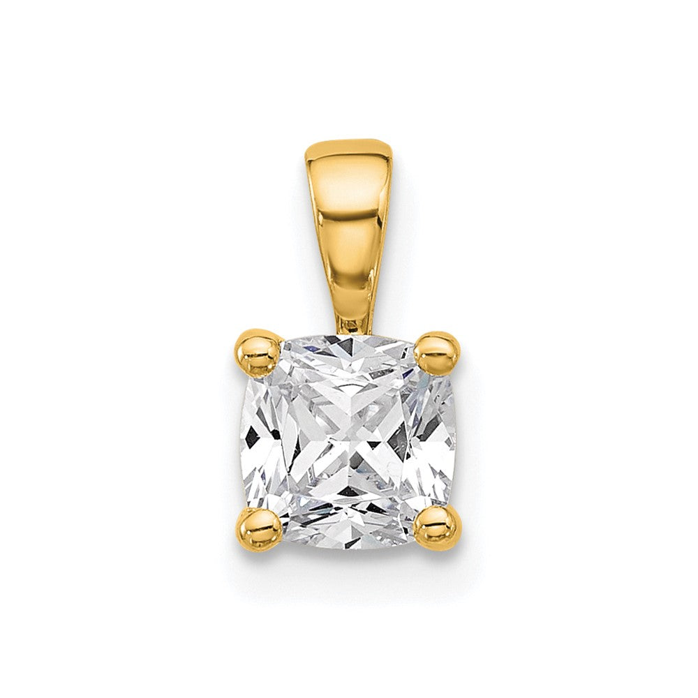 14k Yellow Gold 3/4 Ct. Lab Grown Diamond VS/SI+ G+ Cushion Four Prong Pendant