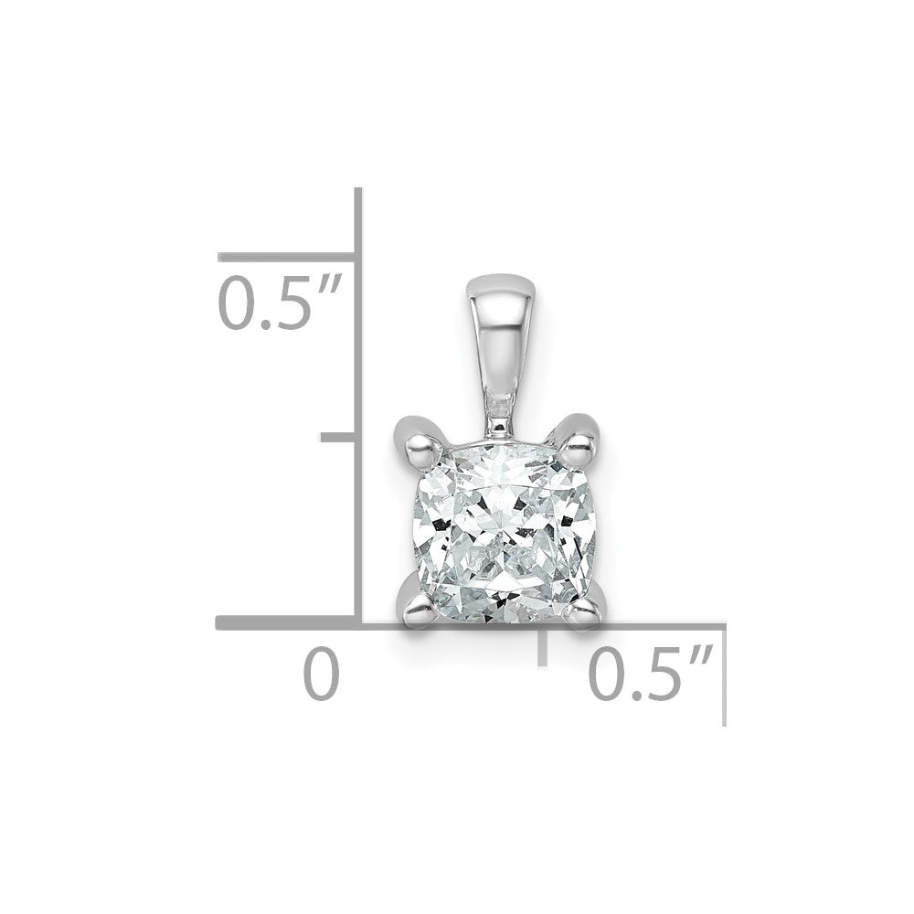 14k White Gold 1 Ct. Certified Lab Grown Diamond VS/SI+ G+ Cushion Complete Four Prong Pendant