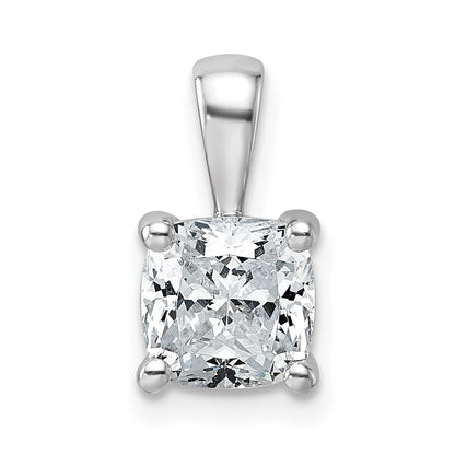 14k White Gold 1 1/2 Ct. Lab Grown Diamond VS/SI+ G+ Cushion Complete Four Prong Pendant