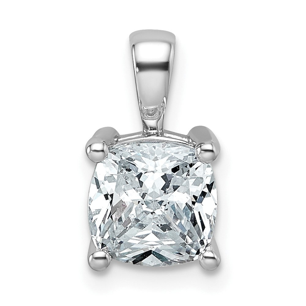 14K White Gold 2 Carat Certified Lab Grown Diamond Vs+ F+ Cushion Complete Four Prong Pendant