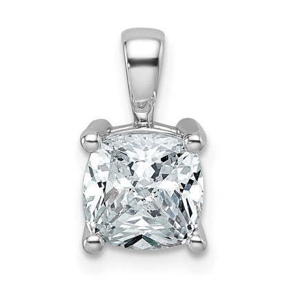14k White Gold 2 Ct. Lab Grown Diamond VS/SI+ G+ Cushion Complete Four Prong Pendant