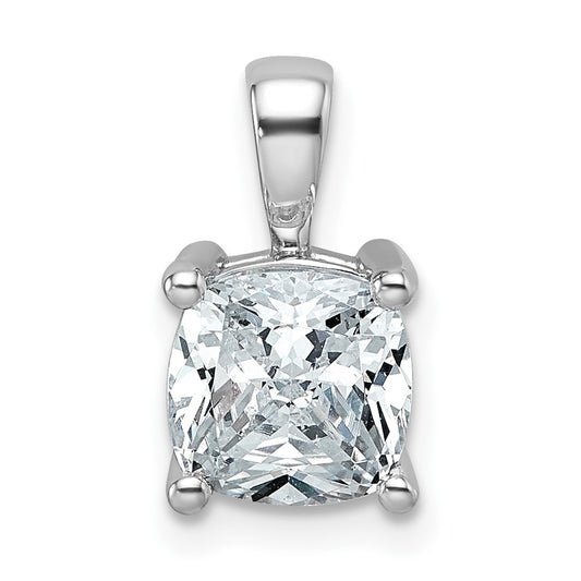 14k White Gold 2 Ct. Lab Grown Diamond VS/SI+ G+ Cushion Complete Four Prong Pendant