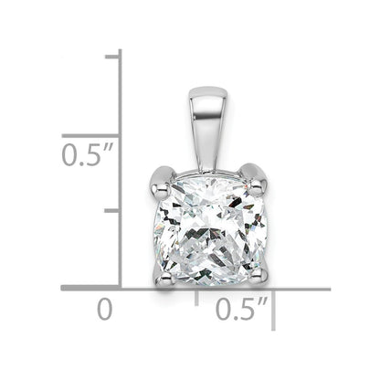 14K White Gold 4 Carat Certified Lab Grown Diamond Vs+ F+ Cushion Complete Four Prong Pendant
