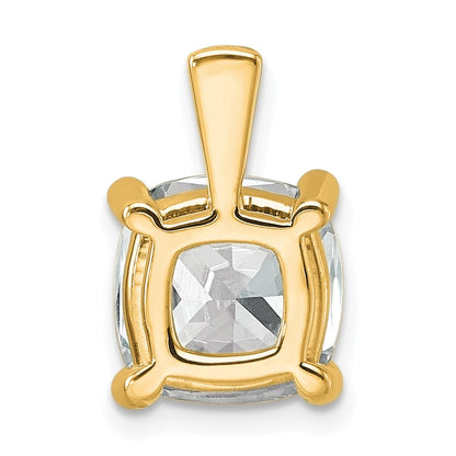 14k Yellow Gold 5 Ct. Lab Grown Diamond VS/SI+ G+ Cushion Complete Four Prong Pendant