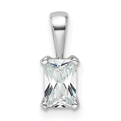 14K White Gold 1/2 Carat Lab Grown Diamond Vs+ F+ Radiant Complete Four Prong Pendant