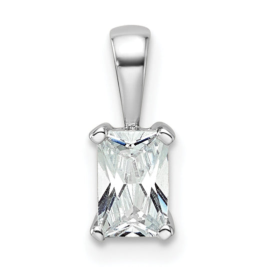 14K White Gold 1/2 Carat Lab Grown Diamond Vs+ F+ Radiant Complete Four Prong Pendant
