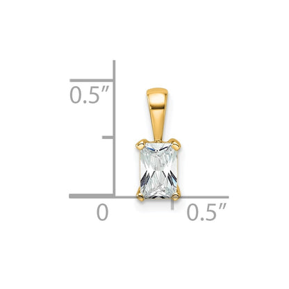 14k Yellow Gold 1/2 Ct. Lab Grown Diamond VS/SI+ G+ Radiant Complete Four Prong Pendant