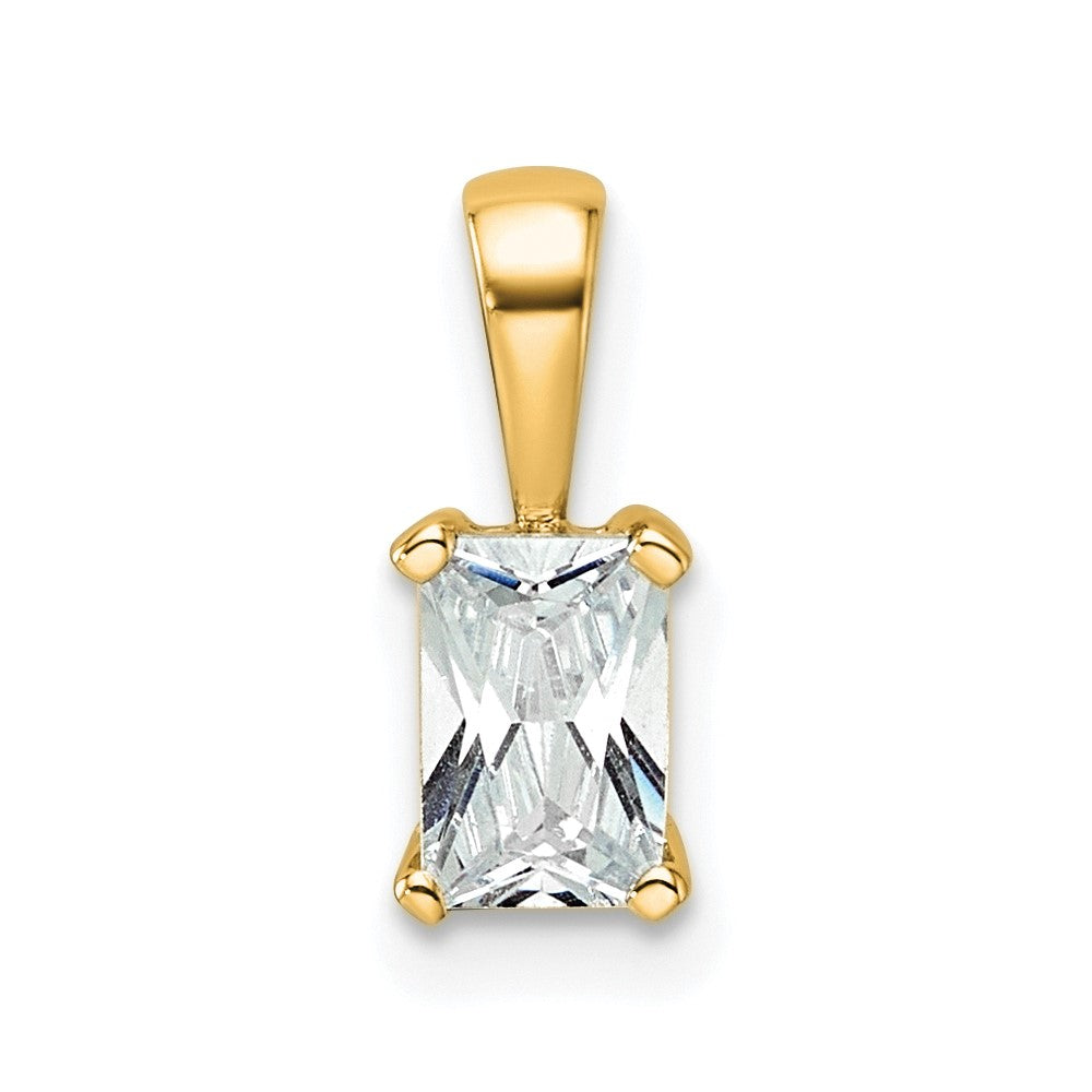 14k Yellow Gold 1/2 Ct. Lab Grown Diamond VS/SI+ G+ Radiant Complete Four Prong Pendant