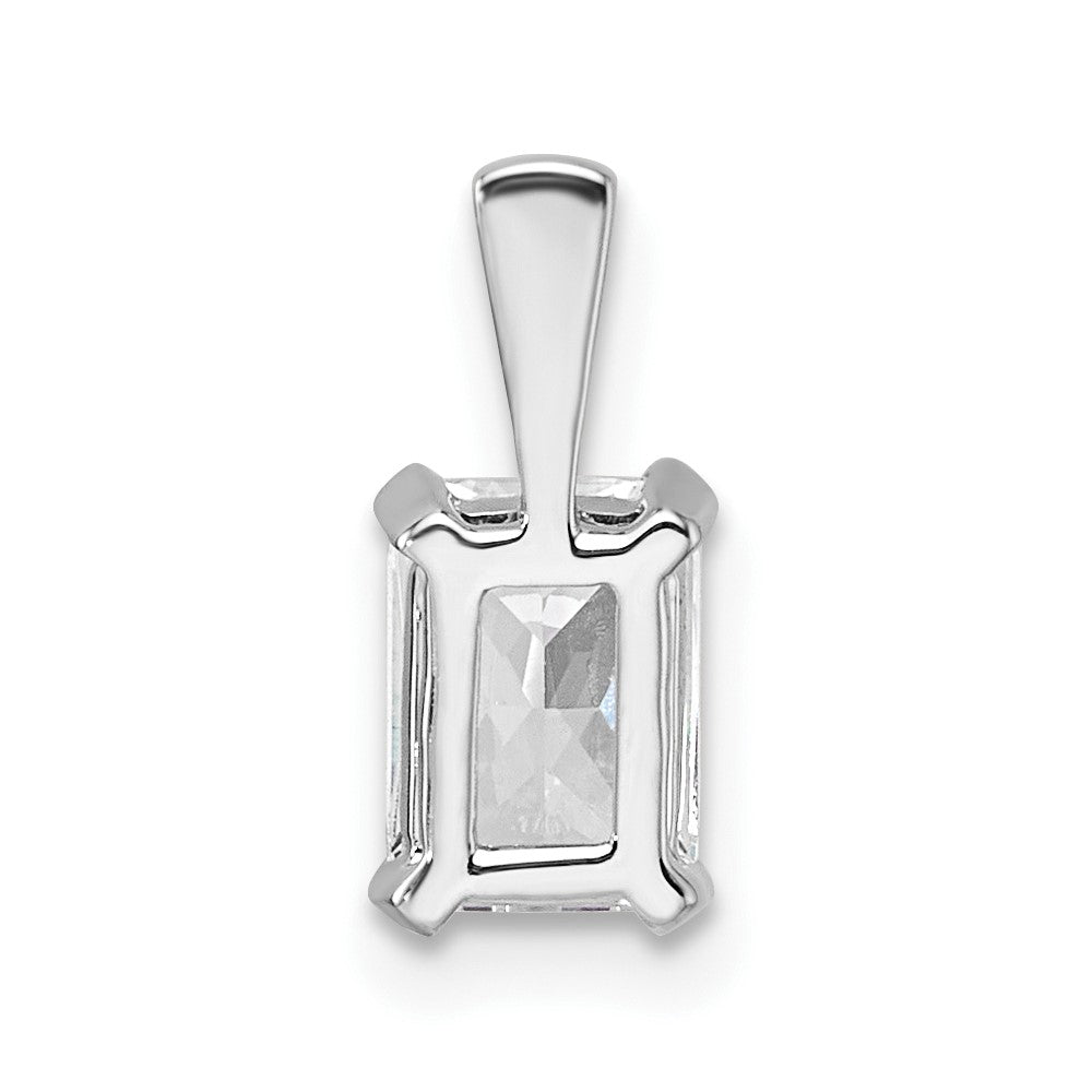14k White Gold 3/4 Ct. Lab Grown Diamond VS/SI+ G+ Radiant Four Prong Pendant