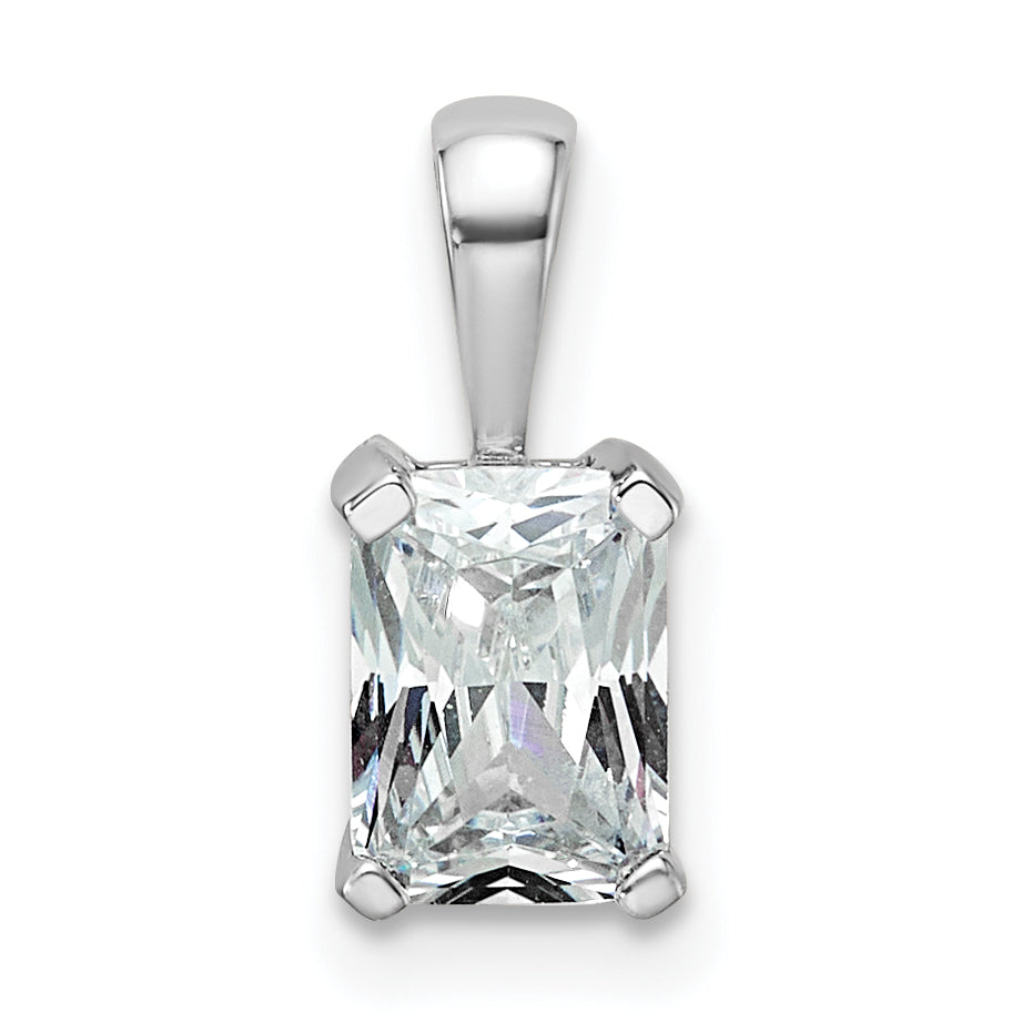 14K White Gold 3/4 Carat Certified Lab Grown Diamond Vs+ F+ Radiant Complete Four Prong Pendant
