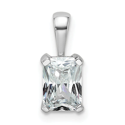 14K White Gold 3/4 Carat Certified Lab Grown Diamond Vs+ F+ Radiant Complete Four Prong Pendant