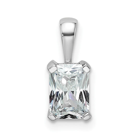 14k White Gold 3/4 Ct. Lab Grown Diamond VS/SI+ G+ Radiant Four Prong Pendant
